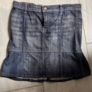 7 For All Mankind Dark Blue Paneled Denim Mini Skirt